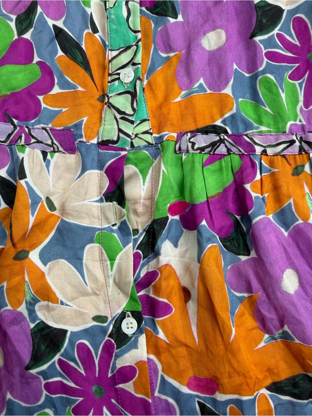 CeliaB Aneeta Floral Tiered Midi Dress Scalloped Ruffle Pom Pom Rickrack Sz L - Picture 3 of 9